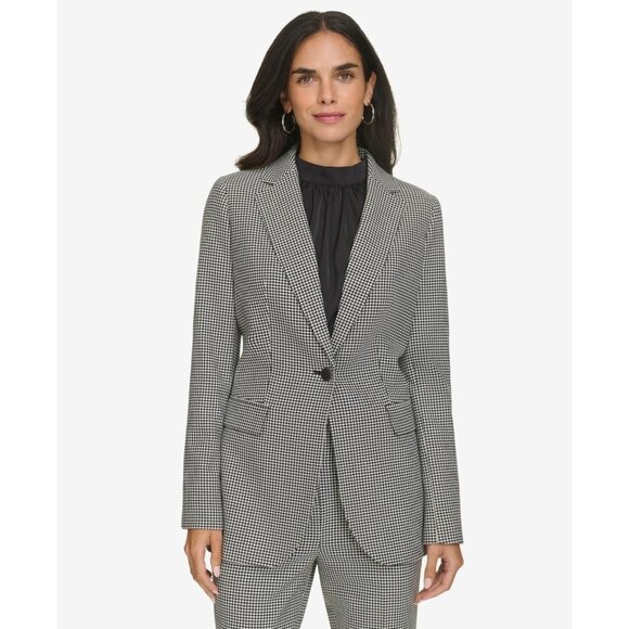Calvin Klein Jackets & Blazers - Calvin Klein Pant Suit Womens Size 6 Black Houndstooth Long Blazer $159